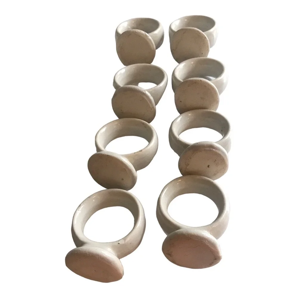 Pfaltzgraff Yorktowne Footed Napkin Rings Blue Hearts‎ set of 8